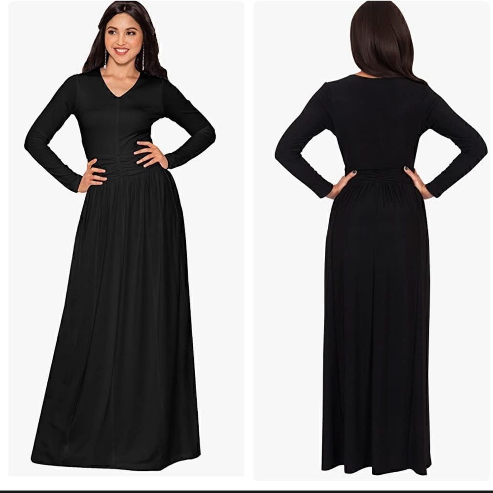 KOH KOH Black Ruched Long Gown MEDIUM